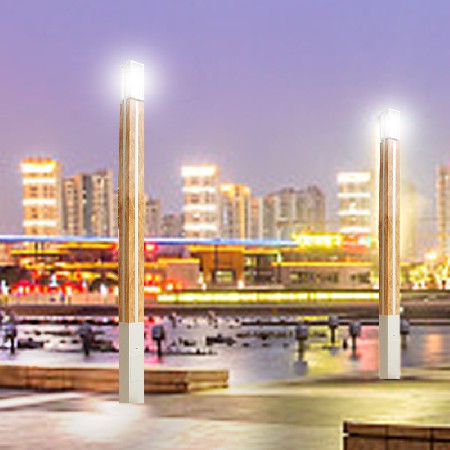 方形LED景觀燈特色木紋工藝鋁制簡約公園庭院景觀燈柱廠家批發